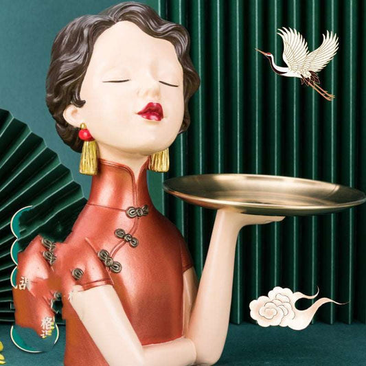 Chinese Cheongsam Girl Storage Ornament