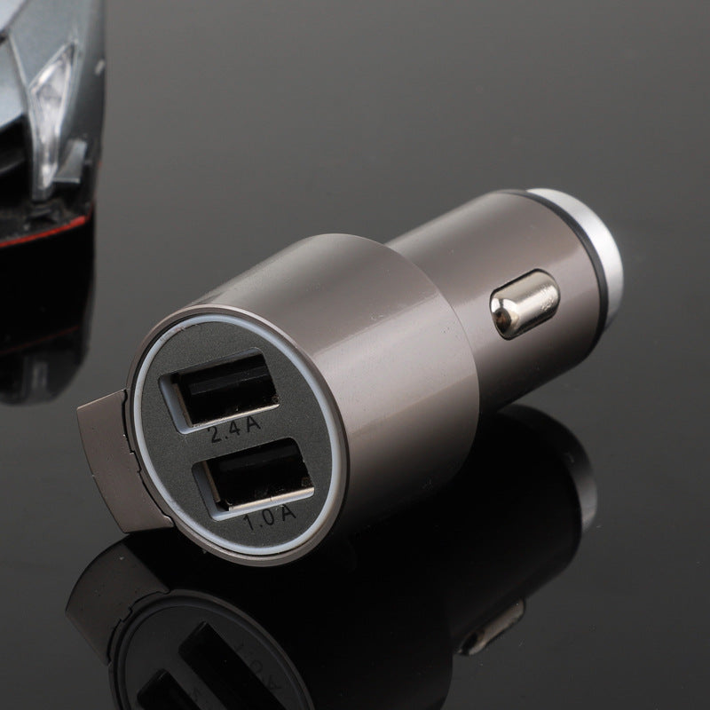 5V2.4A Zinc Alloy Cutter Three In One USB Dual Port Smart Fast Charging Car Charger