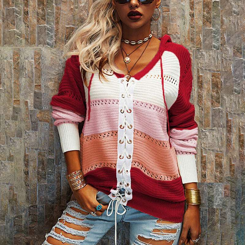 European And American Long-sleeved Contrast Stitching Women's Jacket - globaltradeleader