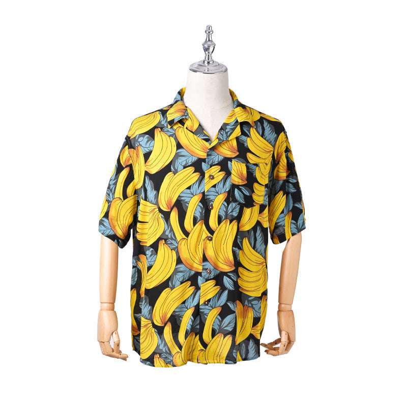 Men's Shirt Rayon Printed Cardigan Short Sleeve Beach Shirt - globaltradeleader