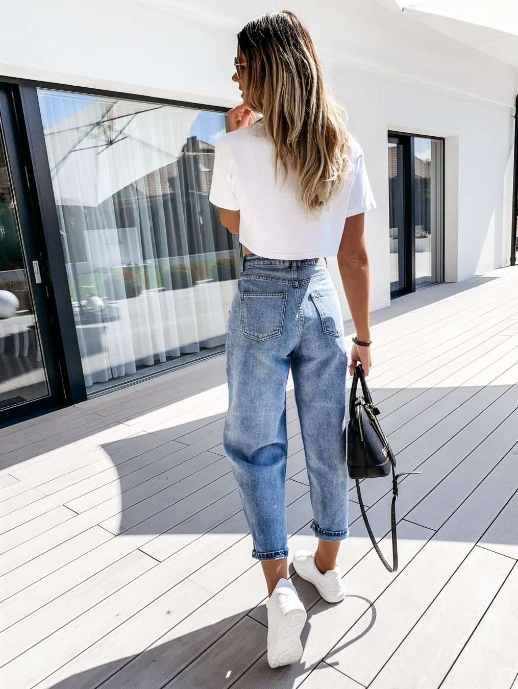 Ladies casual fashion all-match loose jeans