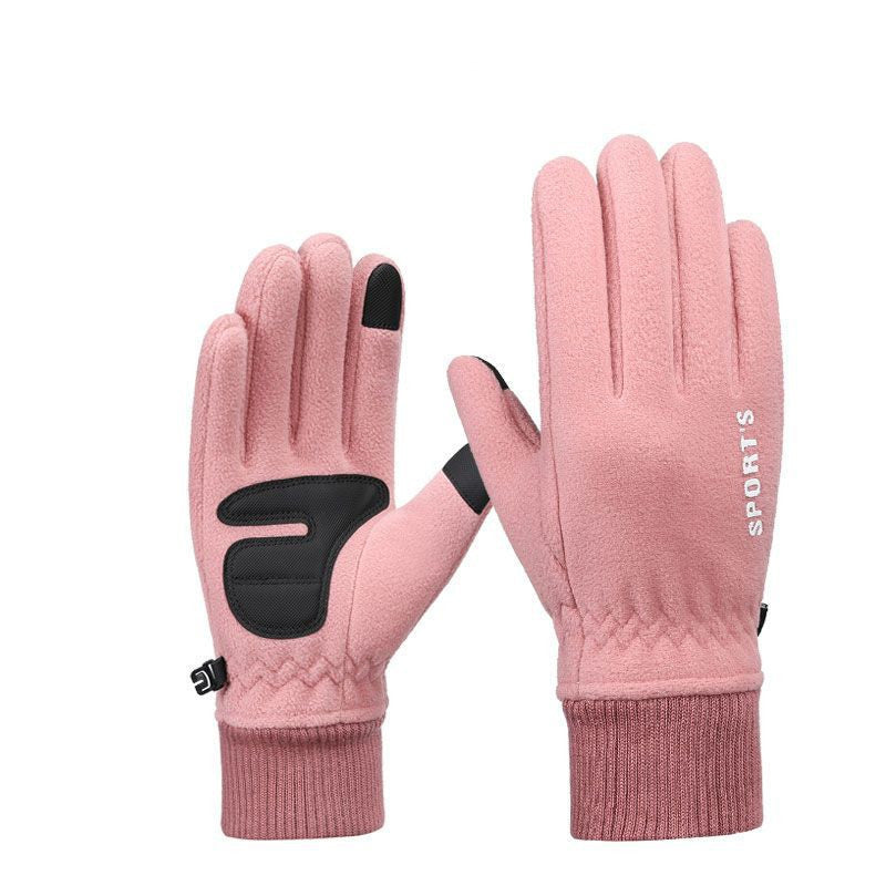 Outdoor Ski Riding Gloves Winter Polar Fleece Flip Cover Winter Gloves Men And Women Plus Velvet Thickened Warm Touch Screen Gloves - globaltradeleader