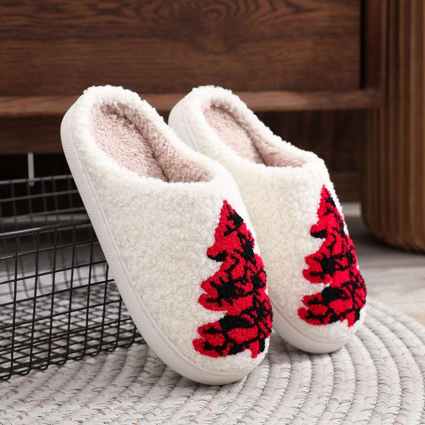 Christmas Tree Home Slippers Fashion Non-slip Floor Bedroom Slipper For Women Fuzzy House Shoes Winter - globaltradeleader
