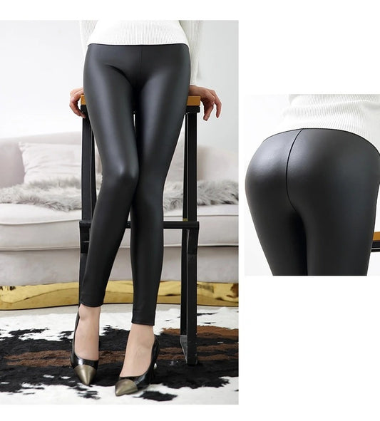 High Waist Leather Leggings - globaltradeleader