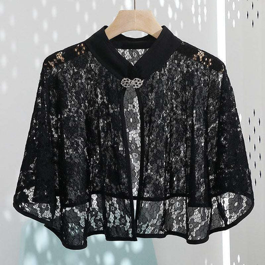 Cheongsam Shawl Retro Cloak Silver Buckle Lace Small Coat