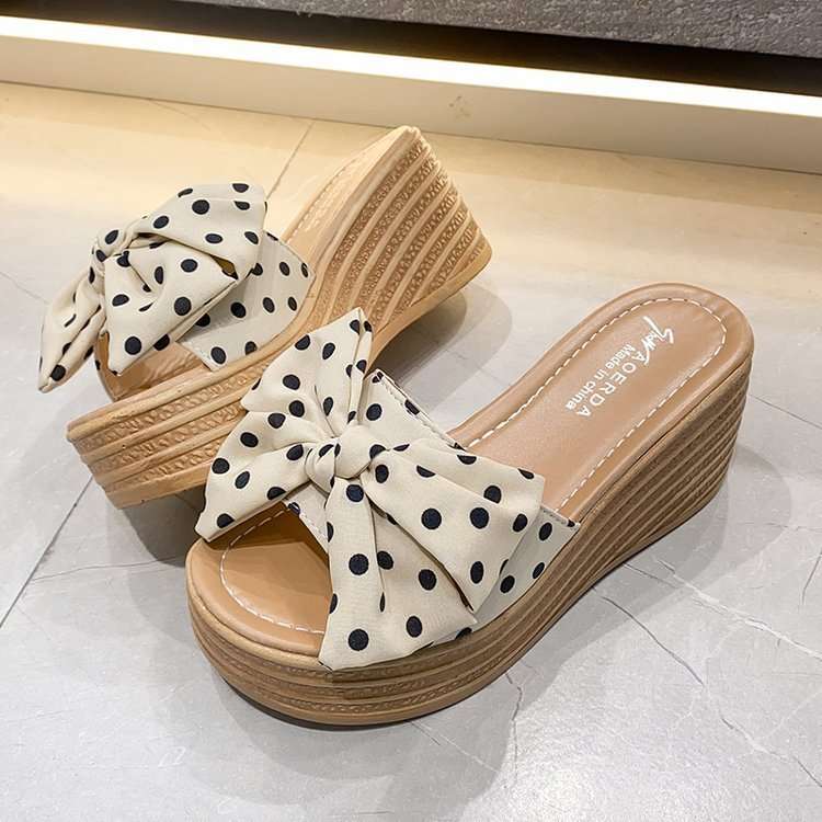 Fashion Word Out Wedge Toe High Heel Slippers - globaltradeleader