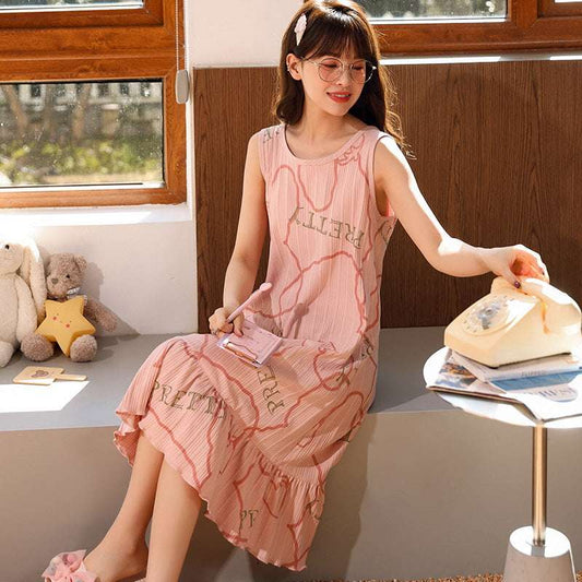 Women's Fashion Simple Cotton Halter Top Pajama Skirt