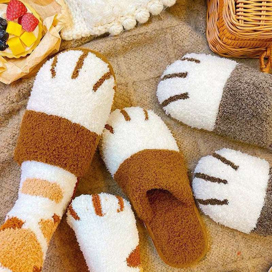 Paw Slippers Autumn Winter Home Shoes Women Kawaii Furry Slides Indoor Floor Bedroom Shoes Couple Slipper Warm Flats Footwear - globaltradeleader