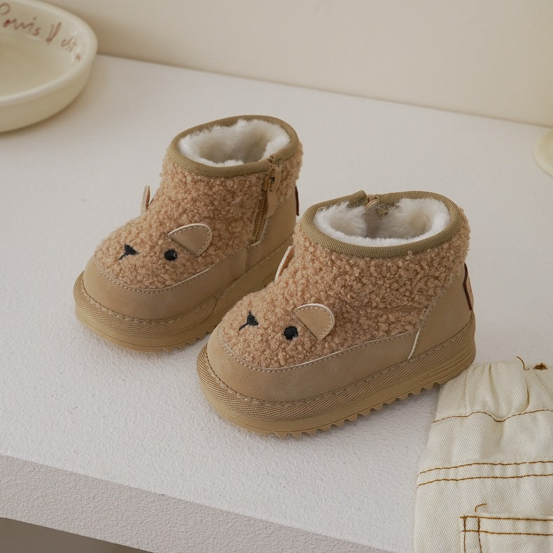 Autumn And Winter Male And Female Baby Thick Fur Warm Lamb Velvet Shoes