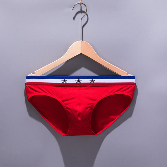 Men's Combed Cotton U Convex Double Layer Low Waist Comfort Briefs