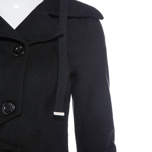 Asymmetric Black Coat Stand Collar Long Sleeve - globaltradeleader