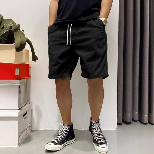 Men's Cargo Shorts Summer Vintage Corduroy Drawstring Pants With Pockets - globaltradeleader