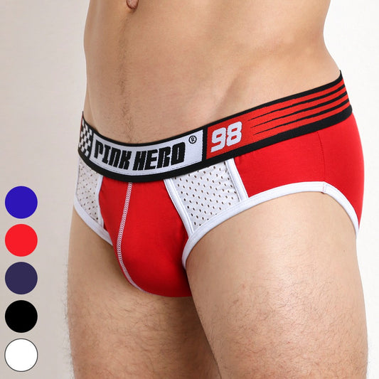 Sports Color Matching Mesh Breathable Comfortable Men's Briefs