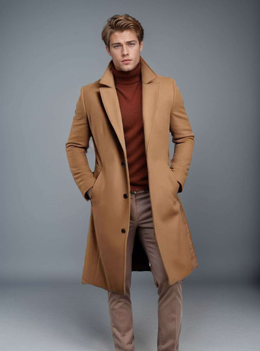 Woolen Men's Mid-length Trench Coat - globaltradeleader