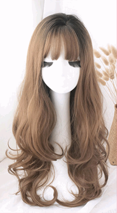 Fashion big wavy long curly pear flower air bangs chemical fiber