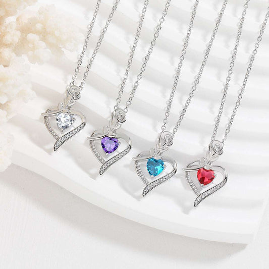 Rose Heart-shaped Necklace With Rhinestones Fashion Everlasting Flower Love Necklace For Women Valentine's Day Gift - globaltradeleader