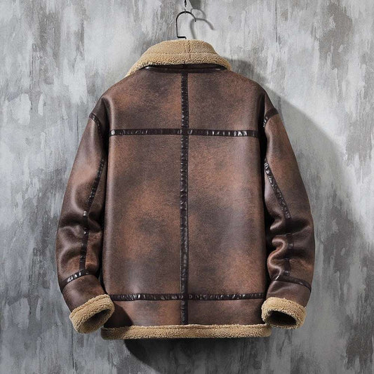 Men's Fashion Single-layer Fleece-lined Padded Jacket Lamb Wool Coat - globaltradeleader