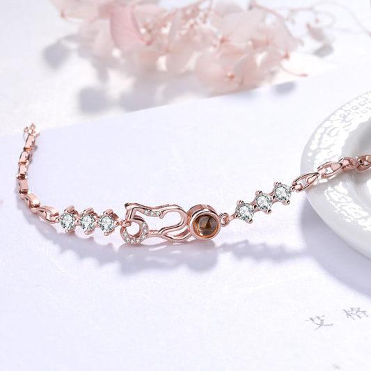 925 Sterling Silver Vibrato Boom 100 Languages I Love You Custom Projection 520 Digital Bracelet For Girlfriend