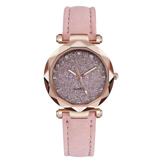 Casual Women Romantic Starry Sky Wrist Watch Leather Rhinestone Designer Ladies Clock - globaltradeleader