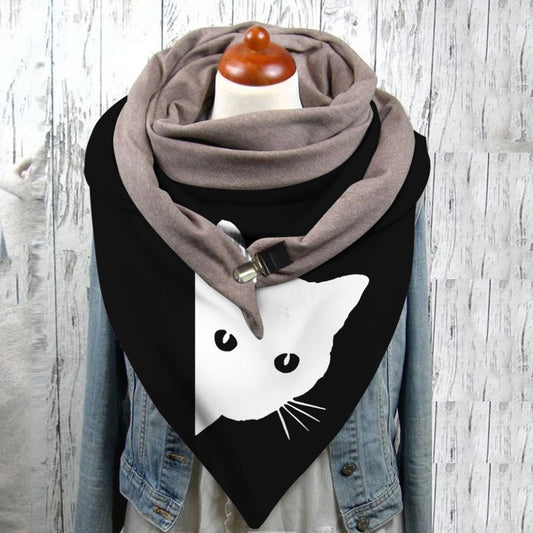 Men's And Women's Fashion Simple Cat Printing Scarf