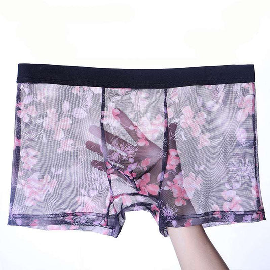 Men's Underwear Thin Mesh Transparent Blcak