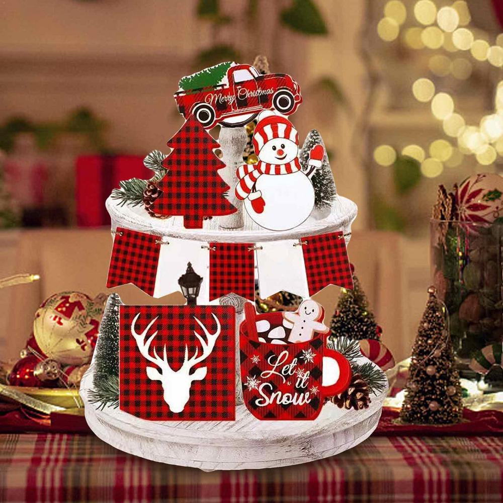 Christmas Wooden Layered Decorative Tray