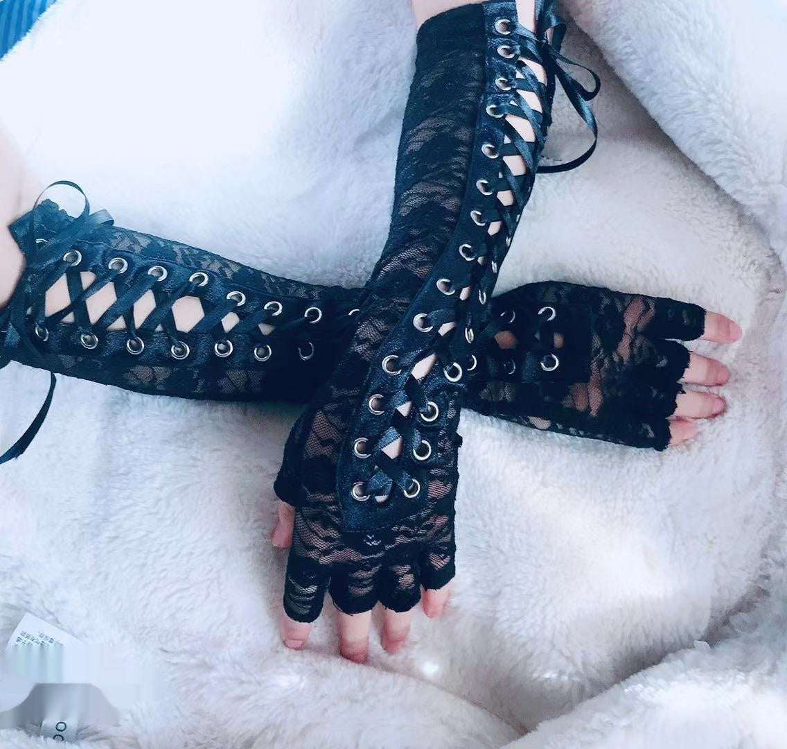Beautiful Personality Lace Strap Gloves - globaltradeleader