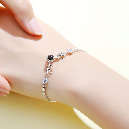 All The Way There Is Your Deer Bracelet Female Lettering Sterling Silver Custom Projection Net Red Sen Series Ins Niche Design One Generation Delivery