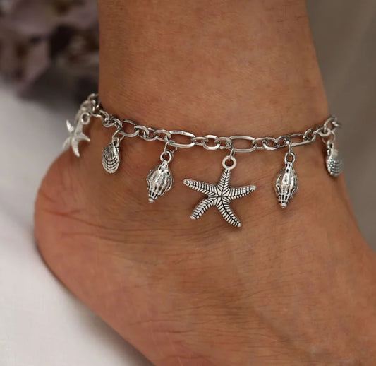 Boho Wave Turtle Pendant Anklet Bracelets For Women 2022 Shell Anklet Bracelets On The Leg Bohemian Foot Ocean Jewelry - globaltradeleader