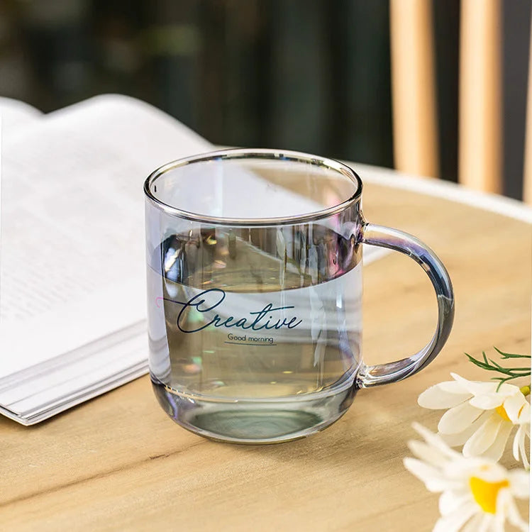 Creative Glass Water Cup, Colorful Breakfast Cup, Painted Gilt Cup, Creative Coffee Cup And Saucer Set - globaltradeleader