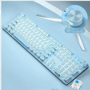 Mechanical Keyboard Wired Mouse Set Usb Interface Rechargeable Blue Retro Punk Version - globaltradeleader