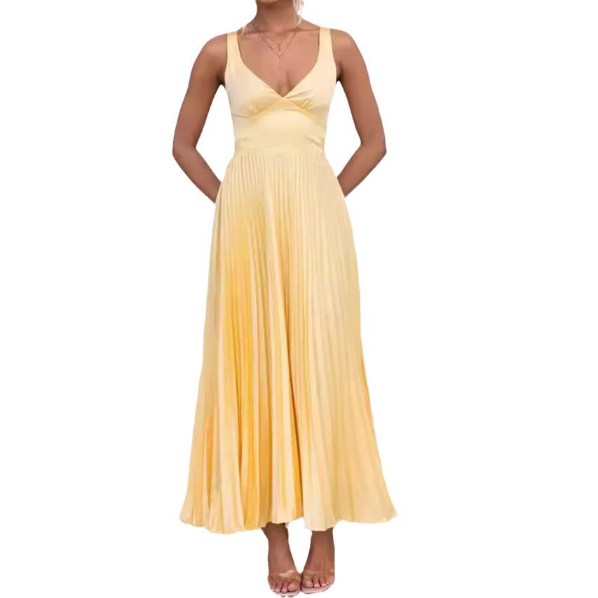 Sling Pressed Satin Sling Elegant Sexy Banquet Dress