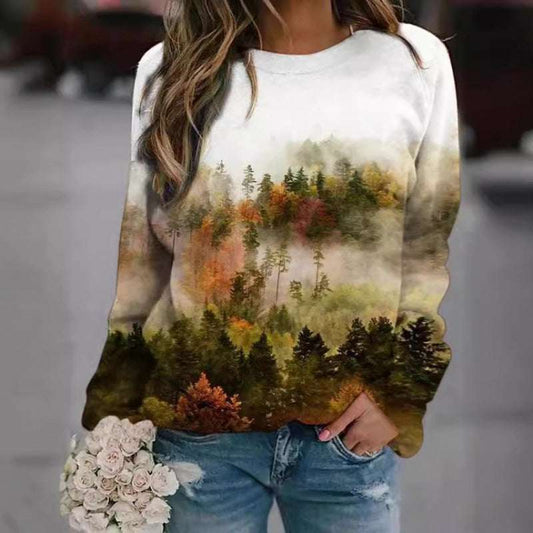 Fashion Floral Print Long-sleeved Women's Sweater - globaltradeleader