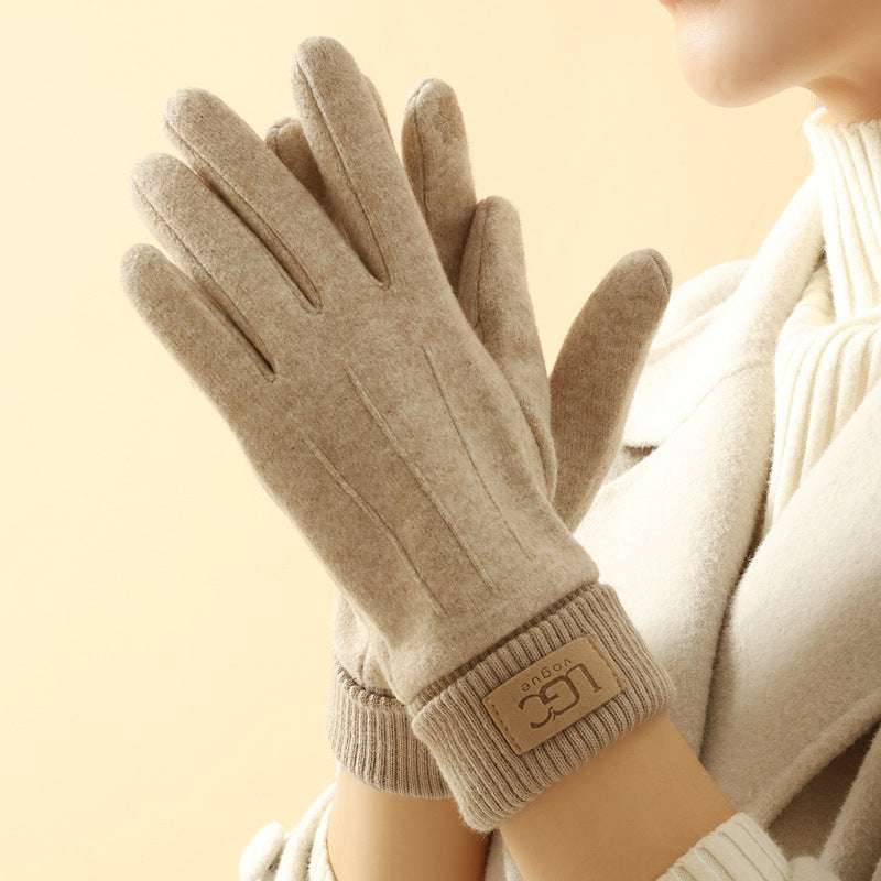 Cashmere-like Women's Winter Warm Gloves Fleece-lined Thickened Outdoor Riding Touch Screen - globaltradeleader