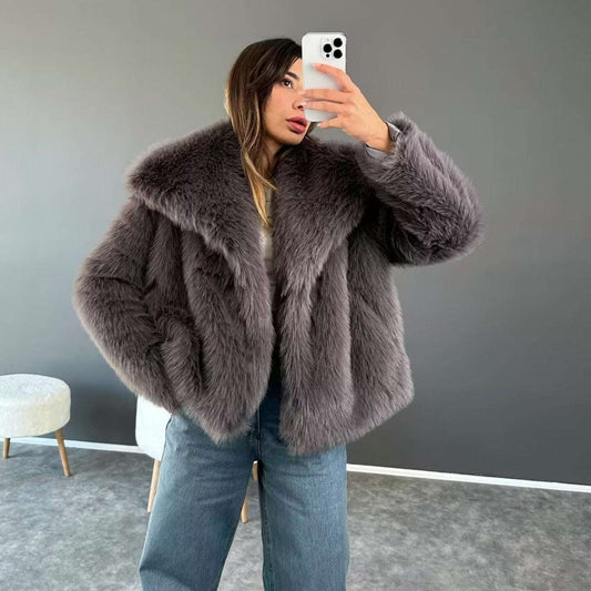 Women's Clothing Winter New Fashion Lapel Fur French Style Socialite Style Age-Reducing Jacket