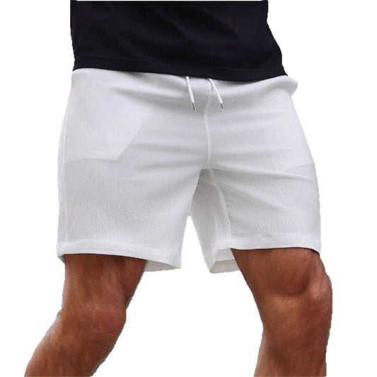 Drawstring Elastic Waist Breathable Solid Color Beach Shorts - globaltradeleader