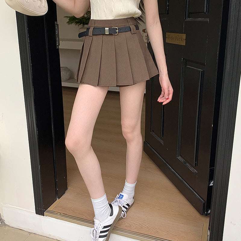 Women's Solid Color Casual High Waist Pleated Skirt - globaltradeleader