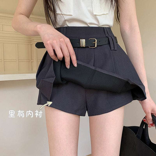 Women's Solid Color Casual High Waist Pleated Skirt - globaltradeleader