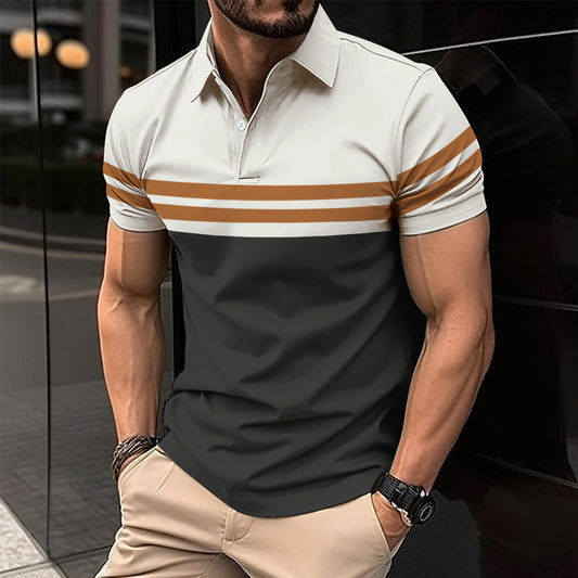 Striped Printed Men's Casual Polo Shirt - globaltradeleader