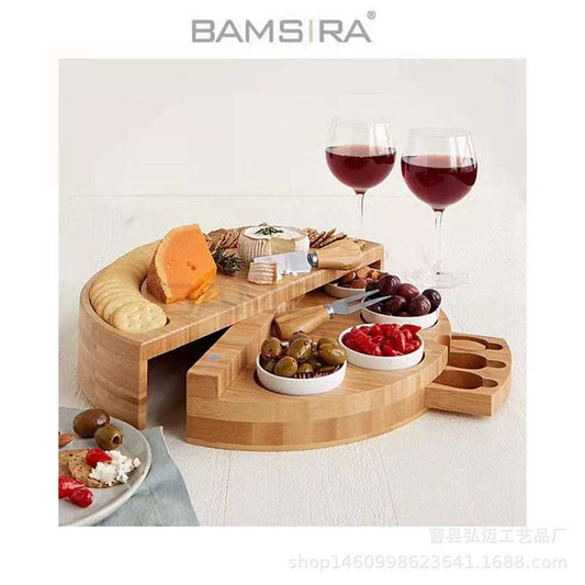 Cheese Board And Knife Set Plus Fruit Plate Organic Bamboo Cutting Board Cheese Board