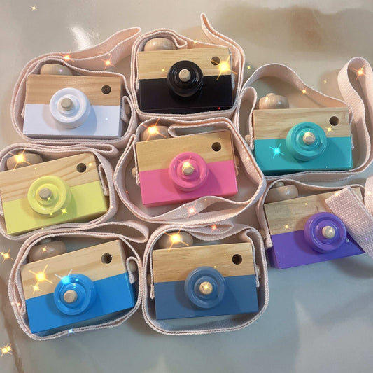 Wooden Children's Camera Toy Early Education Hands-on Photo Decorative Home Ornaments Cute Props Wooden Camera