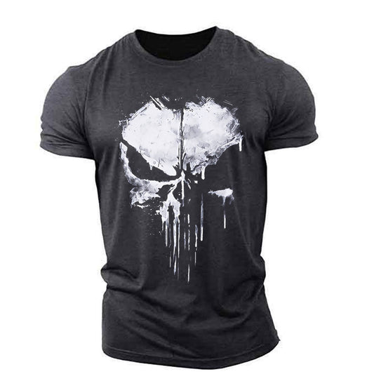Men's Round Neck Short-sleeved T-shirt American Drama The Punisher Skull Skull Print Men's 3D Fashion Personality Trend