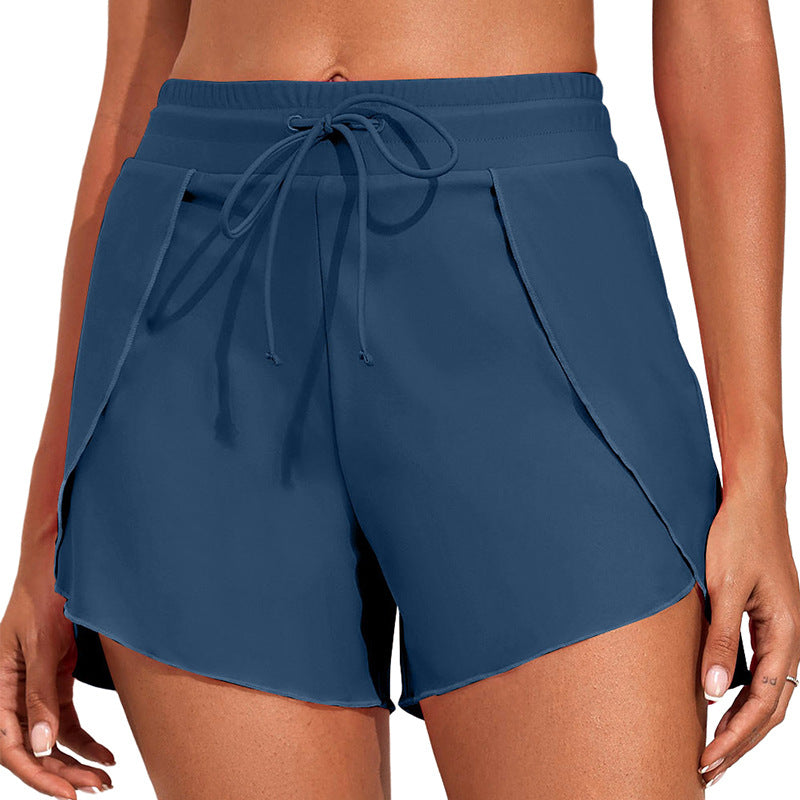 Quick-drying High Waist Women's Swimming Trunks Summer Vacation Style Solid Color - globaltradeleader