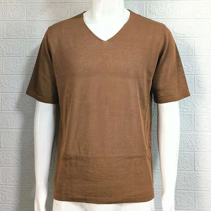 European And American V-neck Short Sleeve Slim-fit Knitted Top - globaltradeleader