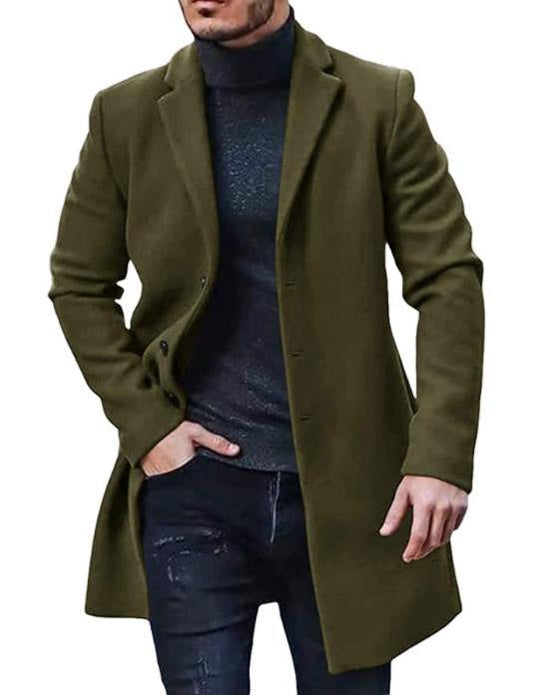 Men's Coat Woolen Coat European Windbreaker Multi-color Multi-size