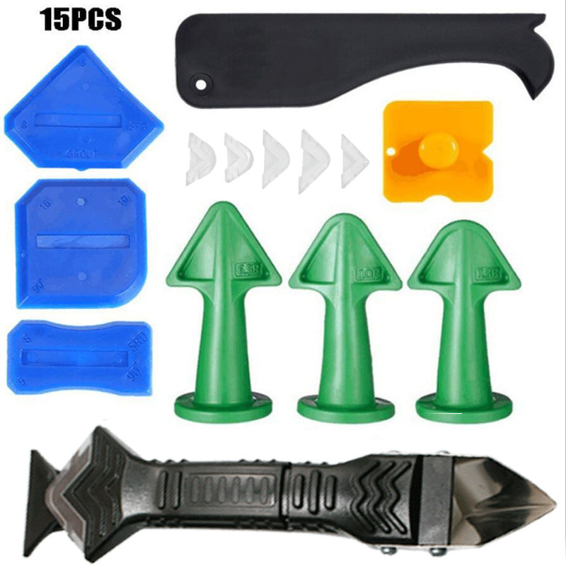 15 Piece Set 3 In 1 Metal Scraper Yin And Yang Angle Scraper Glue Nozzle Silicone Sealing Caulking Nozzle Kitchen Bathroom Window
