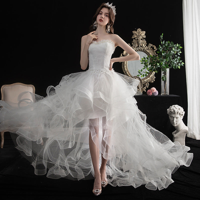 Short Front And Back Length Small Trailing Wedding Dress - globaltradeleader