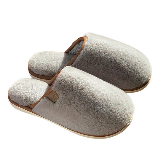 Winter Plush Slippers Warm Solid House Shoes Non-slip Bedroom Floor Home Slipper For Women Men - globaltradeleader