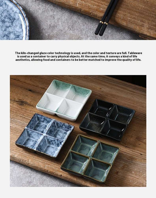 Ceramic Three Grid Seasoning Vinegar Tableware - globaltradeleader