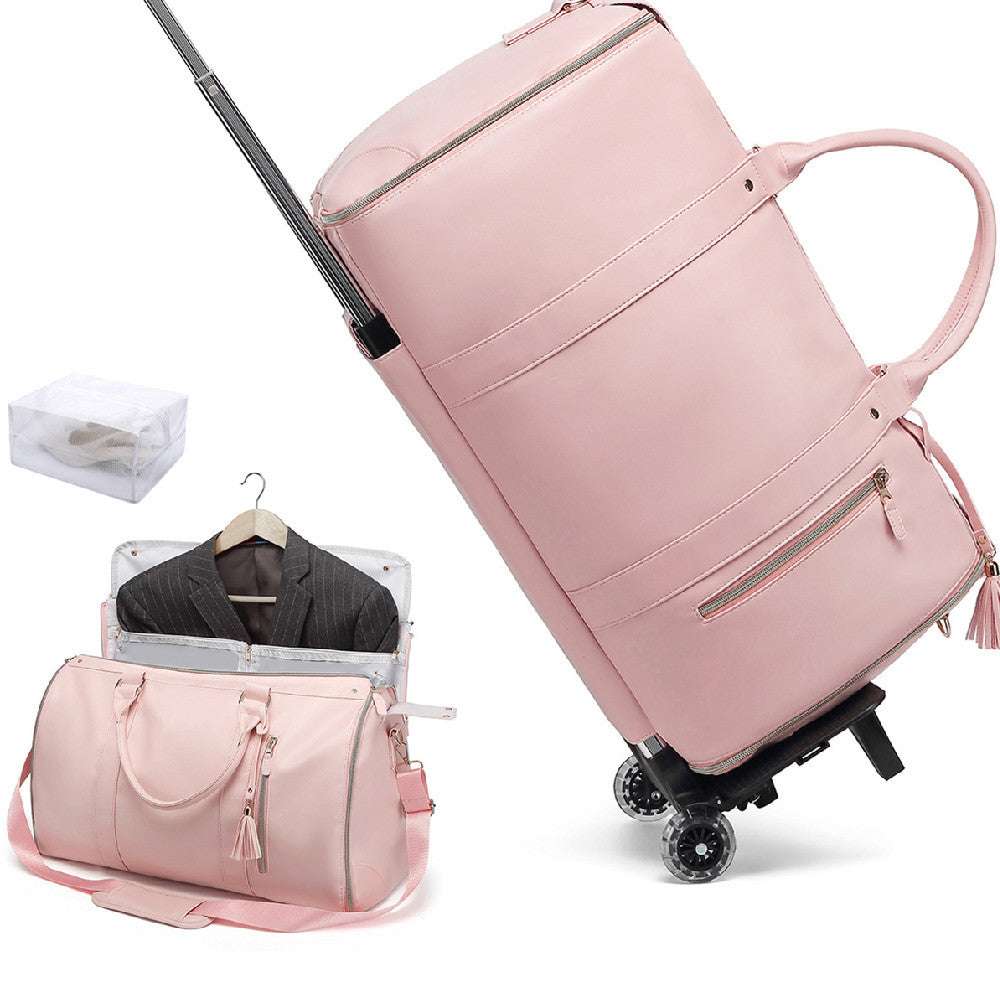 Lengthened Foldable Trolley Large Capacity Suit Bag Full Black Travel Bag - globaltradeleader